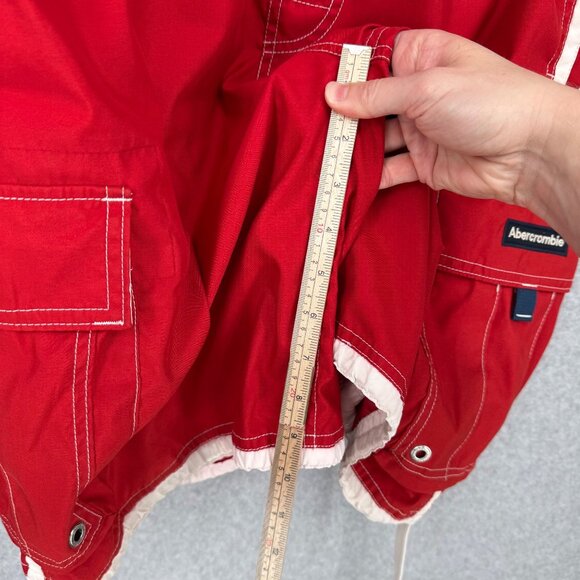 Abercrombie Fitch VTG Tugger Swim Trunks Shorts Size L Red White Baggy Cargo Y2K - Picture 14 of 14